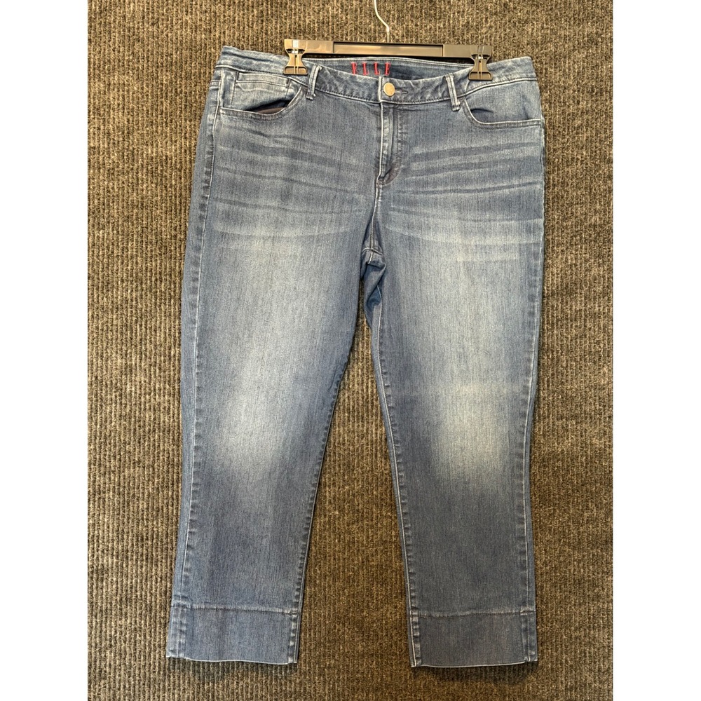 Vintage Elle Womens Medium Wash Denim Cropped Capri Jeans Blue Size 12